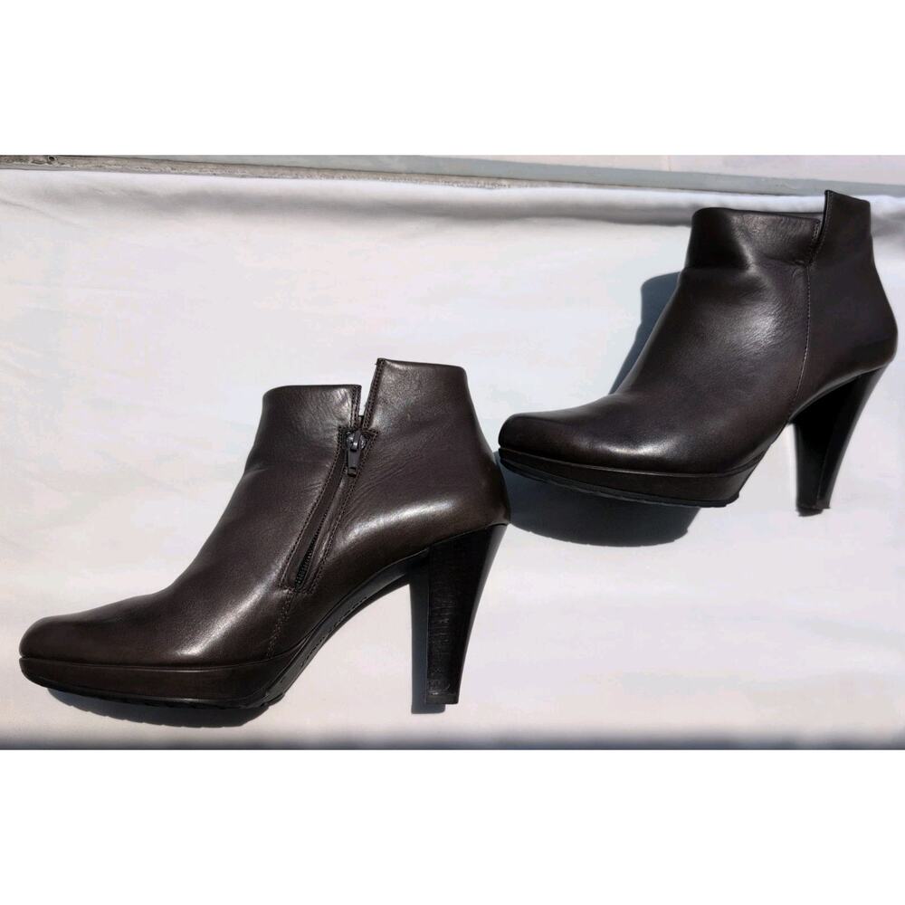 Paul Green Women's Alexa Brown Leather Heeled Platform Booties Boots Size 7.5 - Picture 3 of 14
